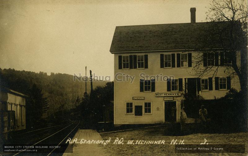 Postcard: Railroad Station and Post Office, West Henniker, N.H.